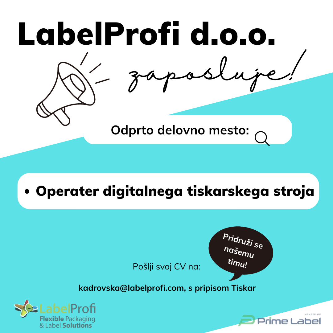 Odprto delovno mesto: OPERATER DIGITALNEGA TISKARSKEGA STROJA Odprto delovno mesto: OPERATER DIGITALNEGA TISKARSKEGA STROJA